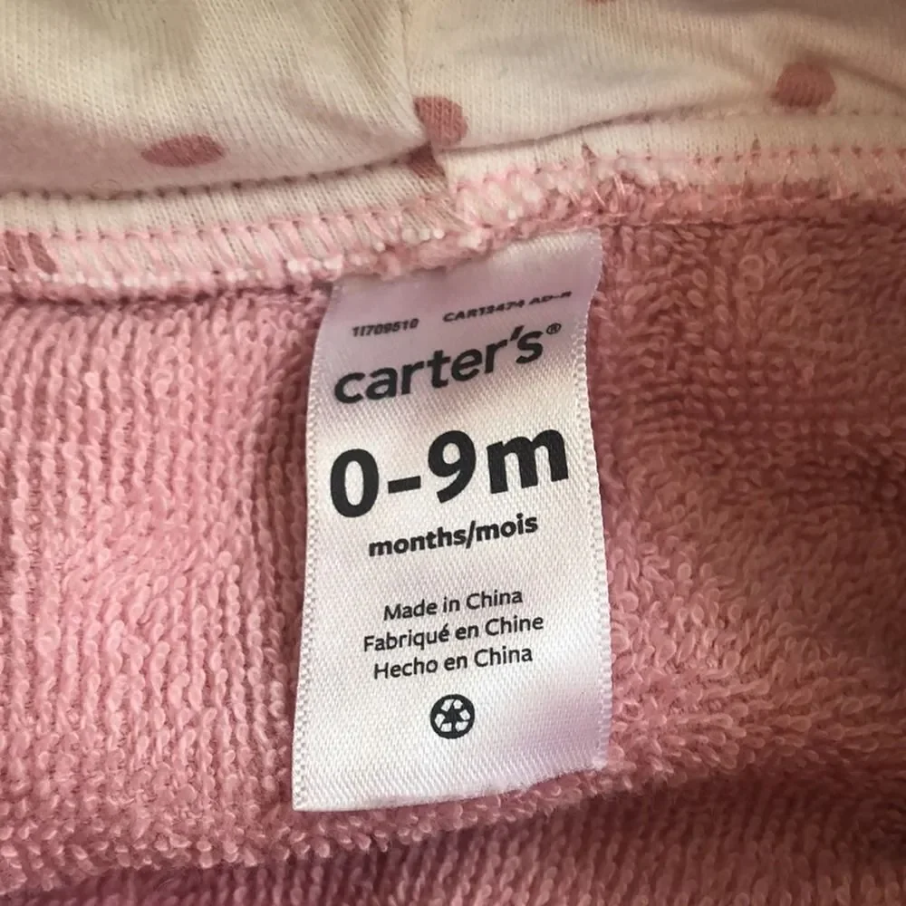 Carter's Infant Pink Bunny Hooded Robe 0-9 Months with name Kennedy on‎ it